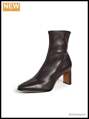Vince Brock Leather Ankle Booties Block Heel Zip